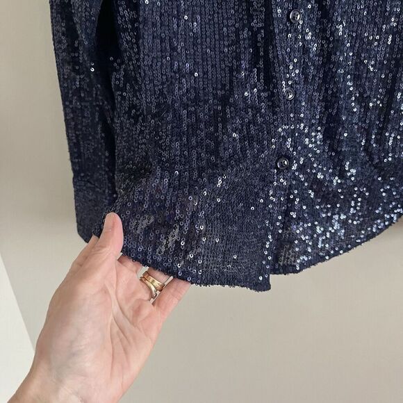 Sunday In Brooklyn Anthropologie Sequin Button up Shirt L Top Whimsigoth Disco - Picture 9 of 10